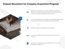 Dispute resolution for company acquisition proposal ppt powerpoint presentation