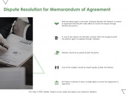 Dispute resolution for memorandum of agreement ppt powerpoint presentation styles