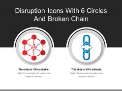 Disruption icons with 6 circles and broken chain