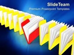 Distinct red folder in row of folders powerpoint templates ppt themes and graphics