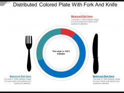 Distributed colored plate with fork and knife