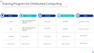 Distributed computing training program for distributed computing