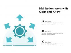 Distribution icons with gear and arrow