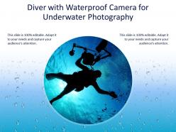 Diver with waterproof camera for underwater photography