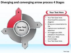 Diverging and converging arrow process 4 stages charts networks powerpoint slides