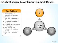 Diverging arrow innovation chart 3 stages circular flow network powerpoint templates