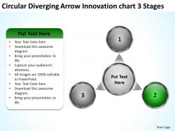 Diverging arrow innovation chart 3 stages circular flow network powerpoint templates
