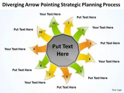 Diverging arrow pointing strategic planning process arrows network software powerpoint templates