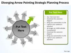Diverging arrow pointing strategic planning process arrows network software powerpoint templates