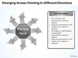 Diverging arrows pointing different directions circular motion network powerpoint slides
