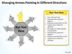 Diverging arrows pointing different directions circular motion network powerpoint slides