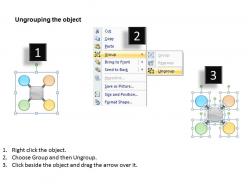 Diverging factors four stage diagram circular flow spoke process powerpoint templates