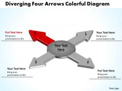 Diverging four arrows colorful flow diagram circular motion powerpoint templates