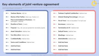 Diversification Strategy To Manage Business Key Elements Of Joint Venture Agreement Strategy SS