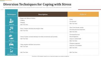 Diversion Techniques For Coping With Stress Occupational Stress Management Strategies
