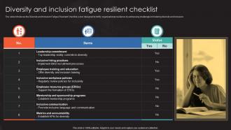 Diversity And Inclusion Fatigue Resilient Checklist