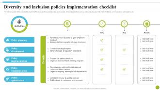 Diversity And Inclusion Policies Implementation Checklist Strategies To Improve Diversity DTE SS