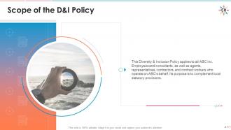 Diversity and inclusion training on d and i policy purpose and definition edu ppt