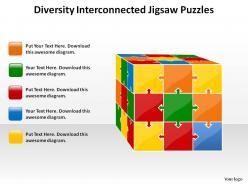 Diversity interconnected jigsaw puzzles into rubiks cube powerpoint templates powerpoint info graphics