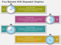 Dk four banners with stopwatch graphics flat powerpoint design