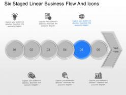 Dk six staged linear business flow and icons powerpoint template