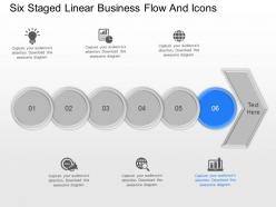 Dk six staged linear business flow and icons powerpoint template
