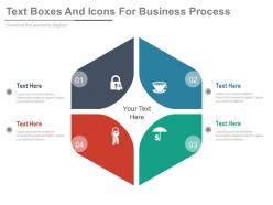 Dl four text boxes and icons for business process flat powerpoint design
