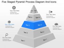 Dm five staged pyramid process diagram and icons powerpoint template