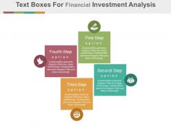 Dm four text boxes for financial investment analysis flat powerpoint design