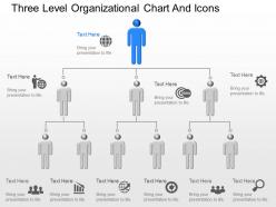 dm Three Level Organizational Chart And Icons Powerpoint Template