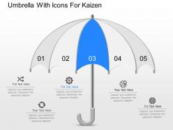 Dn umbrella with icons for kaizen powerpoint template