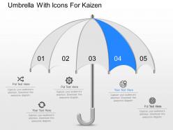 Dn umbrella with icons for kaizen powerpoint template