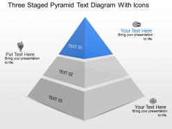 Do three staged pyramid text diagram with icons powerpoint template
