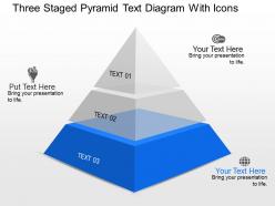 Do three staged pyramid text diagram with icons powerpoint template