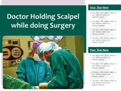 Doctor holding scalpel while doing surgery