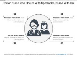 Doctor nurse icon doctor with spectacles nurse with hat