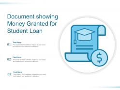 Document showing money granted for student loan