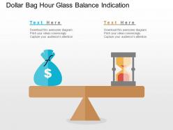 Dollar bag hour glass balance indication flat powerpoint design
