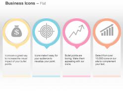 Dollar bag target selection growth bar graph ppt icons graphics