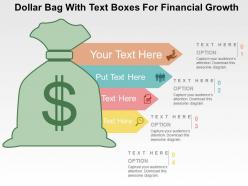 Dollar bag with text boxes for financial growth flat powerpoint design