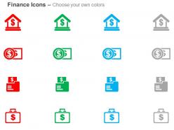 Dollar bank banknote money bag ppt icons graphics