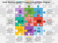 Dollar banking growth process control puzzle diagram flat powerpoint design