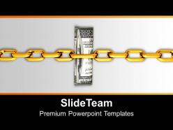 Dollar bills attached with security chain powerpoint templates ppt themes and graphics 0213