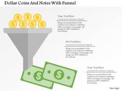Dollar coins and notes with funnel flat powerpoint design