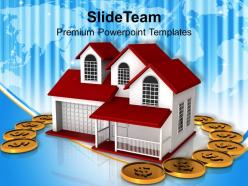 Dollar coins around home insurance concept finance powerpoint templates ppt themes and graphics 0113