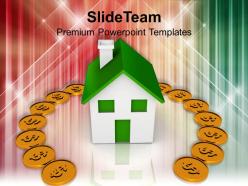 Dollar coins around house investment business powerpoint templates ppt themes and graphics 0113