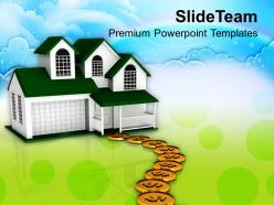 Dollar coins pathway to sweet home family powerpoint templates ppt themes and graphics 0213