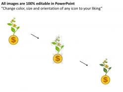 Dollar coins plant growth financial growth indication flat powerpoint design