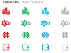 Dollar coins stack dollar gears wallet coin ppt icons graphics