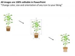 Dollar in plant pot financial growth indication flat powerpoint design